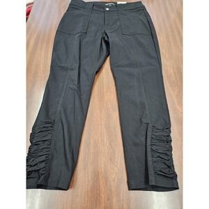 INC International Concepts NWT Women 8 Black Skinny Crop Mid Rise Ruched Hem